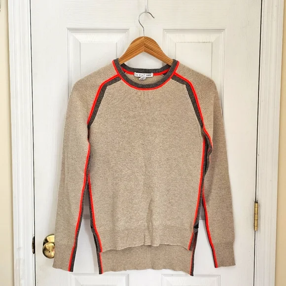 Autumn Cashmere Neon Piping High-Low Cashmere Sweater Sz XS - Picture 1 of 4